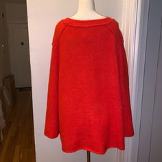 Zara Red Sweater Brand New Red Crew Neck Outerwear For Spring, Cozy Red Sweater For Spring, Cozy Red Spring Sweater, Red Crew Neck Cardigan For Spring, Zara Red Long Sleeve Sweater, Cozy Fitted Red Outerwear, Zara Sweater, Red Sweater, Sweater Brands