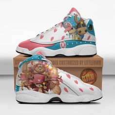 a pair of sneakers with cartoon characters on them