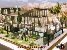 this is an artist's rendering of a modern house in the middle of palm trees