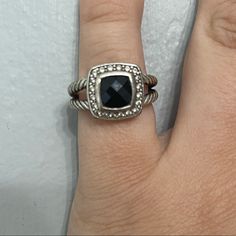 Ring Is About 10 Years Old So Def Has Some Wear To It But Still In Great Condition As I’ve Hardly Worn It And Haven’t Worn It At All In Years And With A Good Cleaning Could Look Brand New. Can Take Better Pics If Needed. Black Onyx Ring David Yurman, Designer Black Rings For Anniversary, Designer Black Ring With Black Enamel, Designer Black Enamel Ring, David Yurman Jewelry, 6 Rings, Black Onyx Ring, Ring Color, Onyx Ring