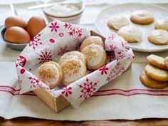 some cookies and eggs on a table