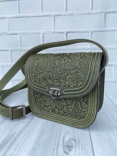 Olive leather bag , leather bag, women handmade, gift for women, shoulder bag | eBay Stylish Leather Bags, Handmade Leather Purse, Tooled Leather Bag, Unique Purses, Leather Pocket, Women Shoulder Bag, Handmade Purses, Hand Tooled Leather, Vintage Purses