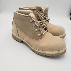 Timberland's Lace Up Nubuck Leather Upper Utility Waterproof Boots Nwot 9m Beige Colored Timberland Waterproof, Timberlands Shoes, Timberland Shoes, Timberland Mens, Nubuck Leather, Waterproof Boots, Men's Shoes, Leather Upper, Shoe Boots