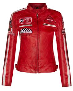 #ad Premium Womens Red Leather Biker Jacket Retro Casual Zipped Racing Moto Badges, Fashion Clothing Sporty Long Sleeve Biker Jacket For Motorcycling, Sporty Biker Jacket For Motorcycling In Fall, Sporty Biker Jacket With Zipper And Long Sleeves, Sporty Long Sleeve Biker Jacket With Zipper Closure, Red Biker Jacket For Streetwear, Red Biker Outerwear For Biker Events, Sporty Winter Biker Jacket For Motorcycling, Red Biker Outerwear For Events, Winter Sporty Biker Jacket For Motorcycling