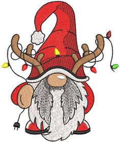 Dwarf with garland and horns embroidery design Gnome Garland, Spiral Christmas Tree, Free Machine Embroidery, Christmas Collection, Machine Embroidery Design, Adult Coloring, Machine Embroidery Designs