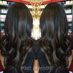 Black With Balayage, Hair Up With Layers, Half Head Highlights Black Hair, Dark Brown Hair With Caramel Highlights Balayage Long Layered, Brown Balayage On Black Hair, Latina Hair, Black Hair Balayage, Dark Brunette Hair