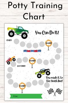 a printable potty training chart with monster trucks