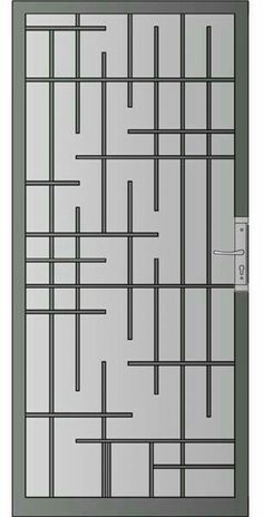 the door is made out of metal and has a grid pattern on it's side