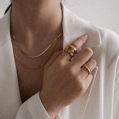 "A perfect statement ring, handcrafted with a chain styled band. This ring is well-made, eye-catching and pretty in gold color. Wear it to make your look fabulous. - Materials: 18K gold plated titanium - Measurements: approximately 0.6\" / 15mm in band width - Sizes: US6 - US9 - The product is tarnish-resistant and hypoallergenic Q&A 1. What is the material? - It is made from 18K real gold plated titanium. Titanium is nickel-free, zinc-free and hypoallergenic.. 2. Does the color tarnish? - T Everyday Gold Brass Midi Rings, Minimalist Metal Chain Rings, Modern Yellow Gold Metal Midi Rings, Modern Yellow Gold Midi Rings, Minimalist Tarnish-resistant Midi Rings, Gold Jewelry With Chain Detail In Open Ring Shape, Gold Chain Jewelry With Open Ring Design, Modern Gold Plated Tarnish Resistant Chain Ring, Modern Gold-plated Tarnish-resistant Chain Ring