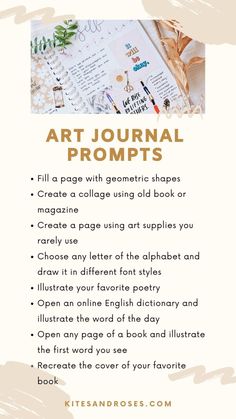 an art journal with the words art journal written in gold and white on top of it