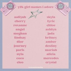 a pink poster with the names of different types of items on it, including a camera