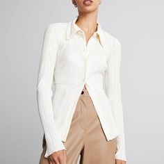 [Who What Wear Collection] Taupe Pleated Button Down Shirt Blouse. Nwt Office Button-up Tops With Button Cuffs, Chic Collared Shirt With Covered Buttons, Chic Button-up Business Casual Shirt, Chic Business Casual Button-up Shirt, Chic Button-up Shirt For Business Casual, Chic Tops With Collared Neckline And Button Closure, Business Casual Button-up Top With Button Cuffs, Chic Office Shirt With Buttons, Chic Office Wear Shirt With Button Closure