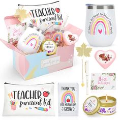 the teacher appreciation gift box is filled with personalized gifts for teachers and their students