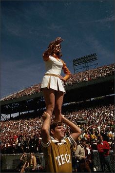 Georgia Tech Cheerleading squad encourages the football team during a game against Clemson, Atlanta, 1968 Nca Cheer, Cheerleading Aesthetic, Cheerleader Aesthetic, Team Aesthetic, Teen Idle, Cheerleading Squad