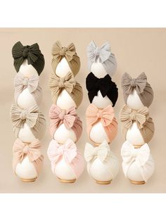 4pcs/Set Newborn/Infant 3-12M Warm, Cute, Breathable, Stretchy Bow Waffle Knit Baby Beanies, Suitable For All Seasons Outdoor Travel & Daily Use Love Valentine Multicolor    Polyester Plain Turban Hat   Baby Supplies, size features are:Bust: ,Length: ,Sleeve Length: