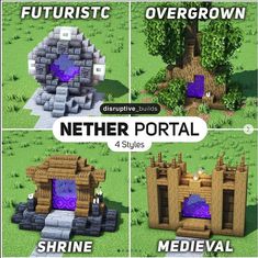 four different types of nether portals in minecraft