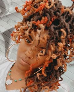 Tri Color Locs, Dreadlock Color Ideas, Loc Dye Ideas, Loc Dye, Orange Locs, Locs Color, Loc Colors, Colored Dreads