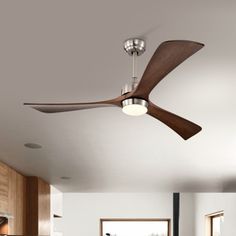 a modern ceiling fan in a kitchen