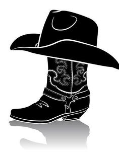 'Cowboy Boot And Western Hat.Black Graphic Image On White' Art Print - GeraKTV | Art.com Cowboy Design, Bota Country, Western Hat, Cowboy Art, Western Hats, Silhouette Art, American Traditional, Cowboy Boot, Cowboy And Cowgirl