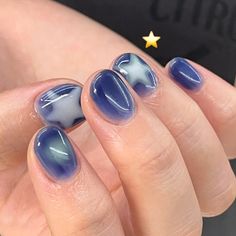 nail.ownpace on instagram Short Nails One Color, One Color Nails Simple, Summer To Fall Transition Nails, White Short Nails, Short Fall Nails, Blue Gel Nails, Nail Bags, September Nails