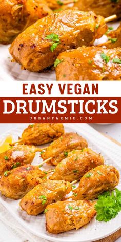 Level up your Game Day food ideas, easy football snacks, and Super Bowl appetizer recipes with these Easy Vegan Drumsticks. A plant-based protein alternative to traditional wings, these drumsticks deliver a crispy "skin" and meat-like texture, perfect for dipping into your favorite sauces!