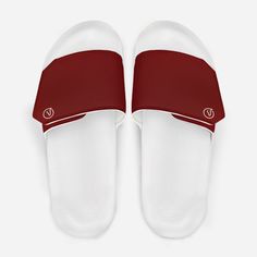 men's leather velcro slide sandals in red with white sole Casual Slip-resistant Slides For Training, Sporty Slip-resistant Round Toe Flip Flops, White Synthetic Flip Flops For Leisure, Sporty Open Toe Slippers With Cushioned Footbed, Sporty Open Toe Flip Flops With Textured Footbed, Sporty Slip-resistant Synthetic Flip Flops, Sporty Slip-resistant Slip-on Flip Flops, Sporty Textured Footbed Open Toe Flip Flops, Sporty Open Toe Slides With Textured Footbed