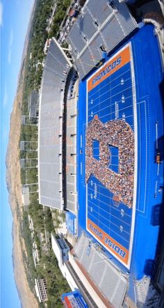 an aerial view of the football stadium