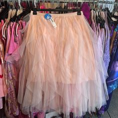 This Is A Brand New Unworn Skirt Size Large. I Just Didn’t Like The Way It Looked On Me. There Are No Flaws Beautiful Material-Great For An Occasion. Spring Party Tiered Skirt, Spring Stretchy Tulle Mini Skirt, Pink Flowy Tulle Skirt, Beige Tiered Tulle Skirt, Pink Princess Tulle Skirt, Feminine Pink Tulle Skirt, Draping Skirt, Pink Tiered Tulle Mini Skirt, Ponte Skirt