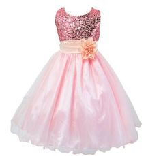 Girl's Formal Dress Pink Sequins Flower Girl Wedding Party Birthday Tutu Gown Brand New with Tags -  This cute dress is perfect for any special occasion. DETAILS: Material: This dress is made of high-quality polyester fabric, is soft, comfortable and breathable. Design: Christine style, sleeveless, Sequins Top, rainbow tulle tutu dress, flower and bowknot ornaments, beautiful and elegant dress. Occasions: This dress is suitable for special occasions, such as Wedding, Birthday, Dance, Pageant, Pr Glittery Dresses, Sequin Flower Girl Dress, Steps Dresses, Prom After Party, Dresses Dinner Party, Dresses Dinner, Suspenders For Women, Printed Casual Dresses, Women Long Sleeve Dress