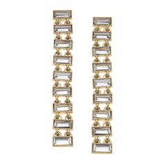 Katherine Gold Tone Rhinestone Clear Baguette Statement Earrings - 1D458A Tanzanite Jewelry, Bracelets Gold Diamond, Gold Diamond Necklace, Gold Diamond Earrings, Ruby Jewelry, Emerald Jewelry, Sapphire Jewelry, Gold Diamond Rings, Rose Gold Diamonds