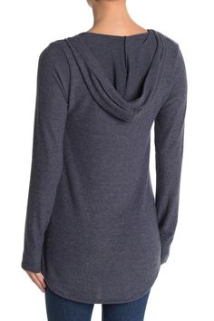 Perfect your casual style with a top cut from comfy knit fabric. Fall V-neck Hoodie, Cozy Stretch Top With Drawstring Hood, Cozy Stretch Tops With Drawstring Hood, Casual Cowl Neck Loungewear Top, Hooded Tops With Thumbholes For Fall, Cozy Stretch Hoodie Top, Cozy Stretch Hooded Top, Casual V-neck Hoodie For Fall, Casual Stretch Cowl Neck Tops