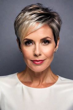 30 Gorgeous Short Hair with Bangs Hairstyles for Mature Women - TheHairStyleTrends Spikey Pixie, Short Hair With Bangs Hairstyles, Hair With Bangs Hairstyles, Short Haircuts Fine Hair, Office Hair, Boring Office, Textured Pixie, Office Hairstyles, Swept Bangs