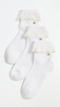 Lele Sadoughi Set Of 3 Cindy Ruffle Socks | Shopbop Ruffle Socks, Ruffled Socks, Lele Sadoughi, Ruffle Trim, New Arrivals, Socks, Trim, China, Luxury Fashion