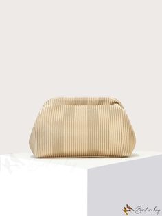 BirdinBag - Chic Ruched Handbag Beige Pouch Baguette Bag With Dust Bag, Beige Pouch Baguette Bag For Evening, Beige Large Capacity Party Bag, Trendy Beige Clutch Bag, Handheld Evening Bags With Paper Bag Included, Beige Clutch Baguette Bag, Beige Baguette Clutch Bag, Beige Clutch Bag With Large Capacity, Beige Clutch With Large Capacity