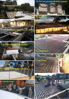 several pictures showing different stages of construction in the process of being built and installed on top of each other