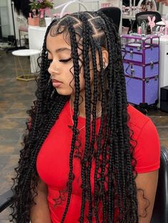 Godess Braids~~~ Goddess Braids Large Parts, Jhene Aiko Braids Knotless, Large Boho Knotless Braids Parting, Bohemian Braids Large, Parting For Large Knotless Braids, 2024 Braids Hairstyles, Large Braids Parting, Black Woman Hairstyle Braids, Bohemian Large Knotless Braids