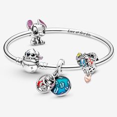 Disney Lilo and Stitch Charm Bracelet Set Pandora Bracelet Charms Ideas, Pandora Bracelet Designs, Diy Jewelry Gifts, Diy Collier, Charms Pandora, Pandora Disney, Pandora Beads, Bracelet Pandora, Bracelets Design