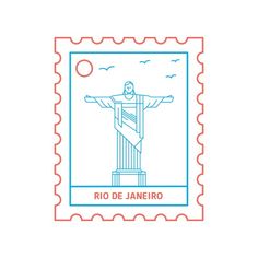 a stamp with the statue of christ in rio de janero on it's front