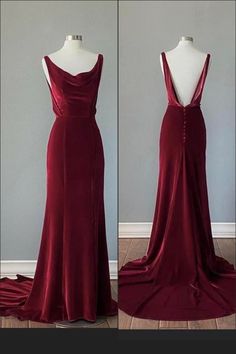 Dark Red Backless Dress, 1940s Evening Gowns, Long Trail Gown, Red Velvet Dress Long, Red Lace Gown, Red Backless Dress, Ruby Dress, Mode Mantel, Formal Evening Dress