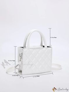 Bird in Bag - Quilted Diamond Pattern Genuine Leather Multi-Pocket Womens Handbag, Shoulder Bag, Crossbody Trendy Square Shoulder Bag With Zipper, Square Satchel With Pockets, Rectangular Bag With Cell Phone Pocket, White Bags With Pockets For On-the-go, Rectangular Satchel With Cell Phone Pocket For Shopping, Elegant Rectangular Shoulder Bag With Pockets, White Rectangular Bag With Pockets, Rectangular Satchel With Cell Phone Pocket For Errands, Trendy Square Satchel With Zipper Pocket