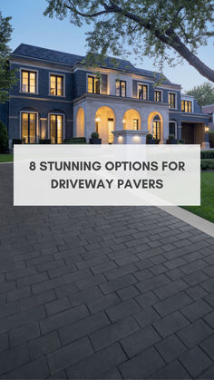 Elevate your driveway entry landscaping with stunning paver options! Discover 8 inspiring ideas to transform your driveway with Techo-Bloc's beautiful and durable pavers. Create a lasting first impression today! Bluestone Driveway Ideas, Pavers Over Concrete Driveway, Extend Driveway With Pavers, Asphalt Driveway Ideas Curb Appeal, Black Cobblestone Driveway, Front Walkway Pavers, Driveway Design Entryway, Driveway Shapes