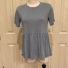 Aerie Baby Doll Knit Top - Slate Blue - New W/Tags Cute Blue Knit Tops, Light Blue Knit Tops For Layering, Cropped Polo, Orange Tees, Sweater Tshirt, Front Tie Shirt, Boyfriend T Shirt, Blue Baby, Slate Blue