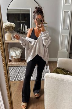 Sidefeel Womens 2023 Long Sleeve V … curated on LTK Comfy Cozy Work Outfit, Ribbed Lounge Pants Outfit, Jumpsuit With Sweater Over It, Fall Outfit Jumpsuit, Lounge Jumpsuit Outfit, Women Comfortable Outfits, Cozy Postpartum Outfits, Athletic Jumpsuit Outfit Winter, Comfy Brunch Outfit Winter