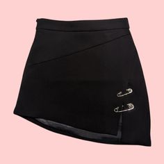 Beautiful Asymmetric Hem Mini Skirt With Cool Grommet And Safety Pin Detailing. Flat Waist Measurement: 12.5-13" Would Best Fit 25" -26" Waist Or Xs/S New With Tags Safety Pin, Asymmetric Hem, Womens Skirt, Mini Skirts, Women Shopping, Black, Color