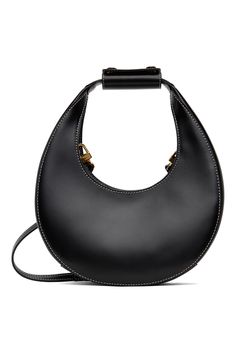 Staud: Black Mini Moon Bag | SSENSE Staud Formal Bag With Removable Pouch, Formal Staud Bag With Removable Pouch, Staud Top Handle Evening Bag, Staud Evening Bag With Top Handle, Staud Evening Bags With Detachable Handle, Elegant Staud Shoulder Bag With Top Handle, Luxury Staud Bags With Detachable Strap, Elegant Staud Top Handle Shoulder Bag, Staud Luxury Bag With Removable Pouch