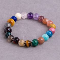 Multi-Gemstone Bracelet - knjyshop Crystal Bracelet Multicolor Charm Bracelet With Natural Stones And Round Beads, Multicolor Charm Bracelet With Natural Stone Round Beads, Multicolor Pearl Bracelet With Gemstone Beads, Multicolor Charm Bracelet With Round Natural Stones, Multicolor Charm Bracelet With Natural Round Beads, Multicolor Gemstone Crystal Bracelet, Adjustable Polished Beads Crystal Bracelet, Adjustable Polished Bead Crystal Bracelet, Adjustable Round Crystal Bracelet With Polished Beads