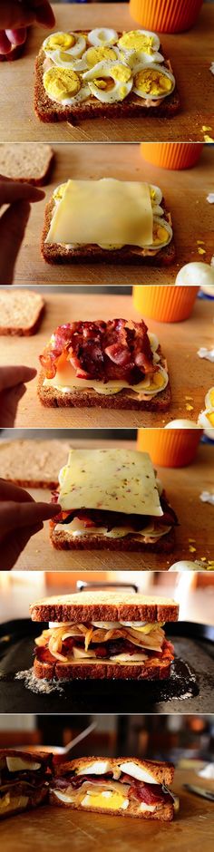 there are many different types of sandwiches on the table and in front of each other