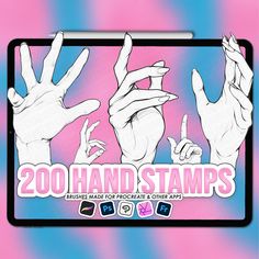 the sticker is designed to look like hands are doing different things with their fingers