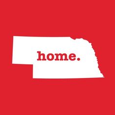 the state of indiana with the word home in red and white, on a red background