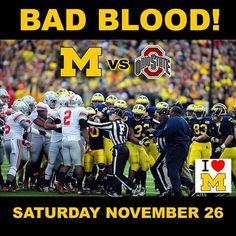 a football game with the words bad blood and m vs snit on it